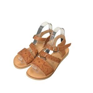 Cucos Girls Leather Sandals Braided Strap Adjustable Buckle Size 4Y (Approx)